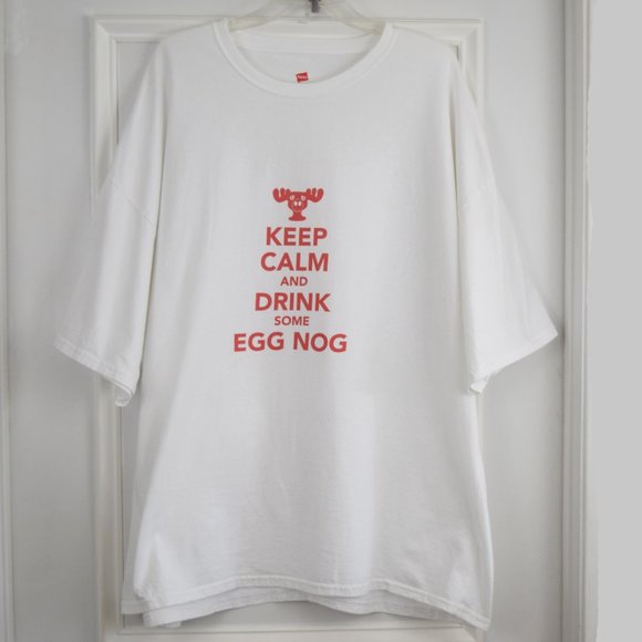 Keep Calm and Drink Some Egg Nog T Shirt Men 4XL Moose Head Christmas Holiday - Picture 1 of 8